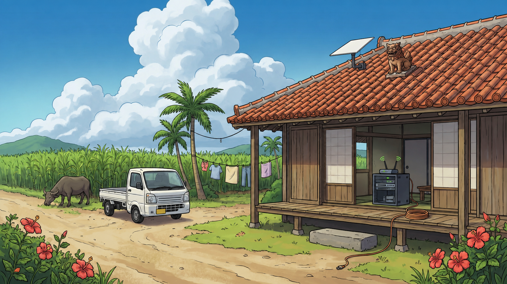 Morning desk: the one-human company opens from an island office